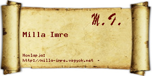 Milla Imre névjegykártya